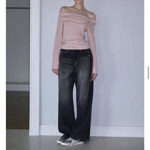 Rose Franz side tuck wide denim pants